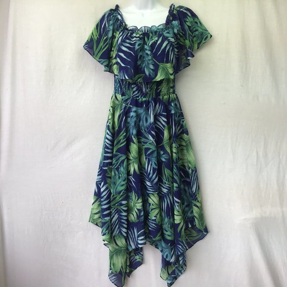 Rabbit Rabbit Rabbit Dresses Rabbit Designs Womens Dress Blue Green Sheer Lined Midi